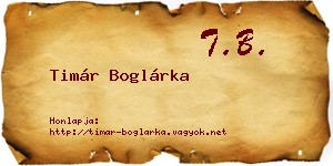 Timár Boglárka névjegykártya